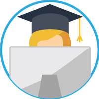 Illustration of facilitator at computer