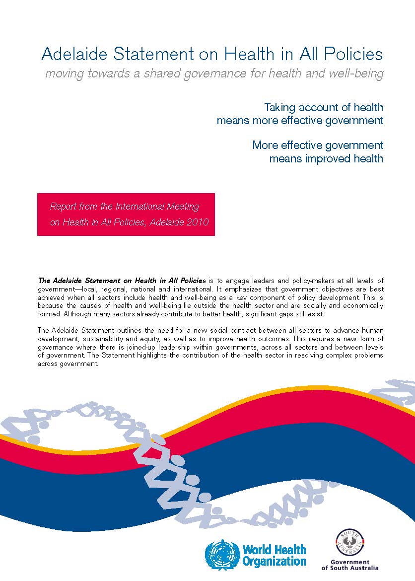 Adelaide Statement on Health in All Policies cover page