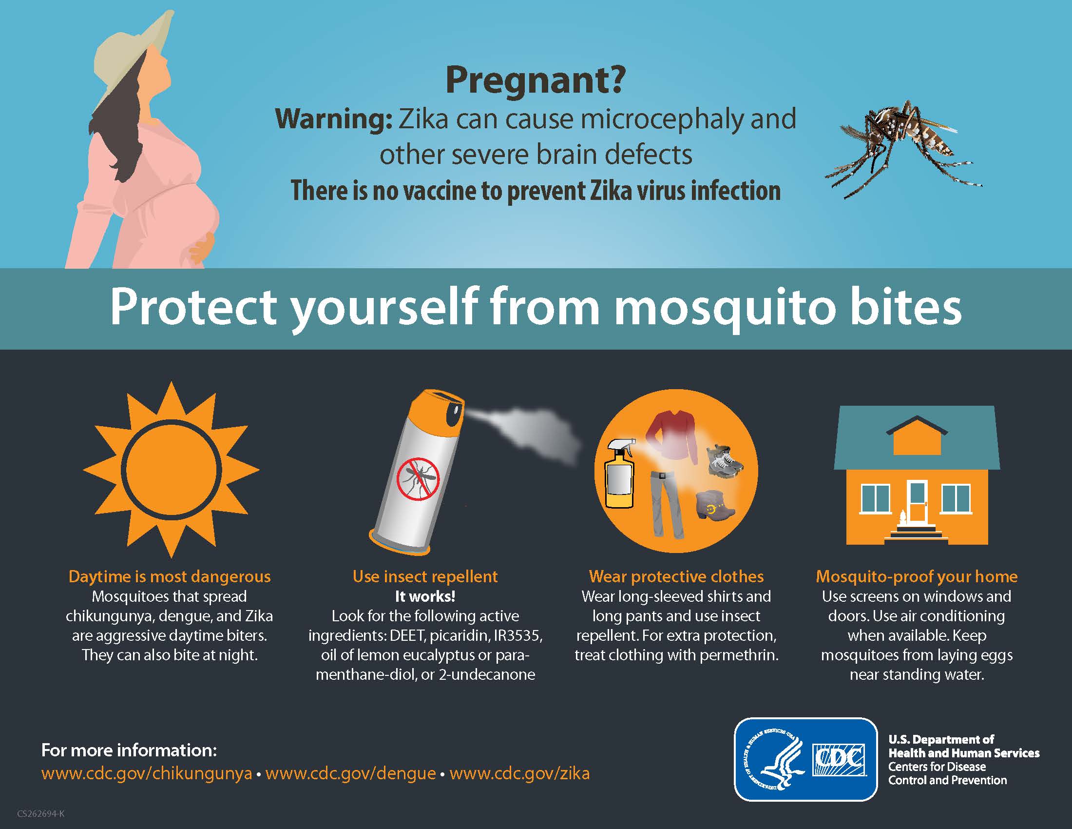 Zika virus public service announcement 'protect yourself from mosquito bites'